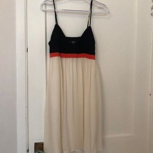 Silk Babydoll Dress cream, coral and black